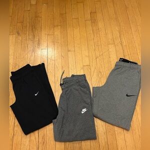 3 Pair Nike Black and Gray Sweatpants Size Small